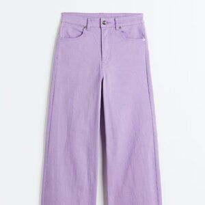 H&M Purple Wide-leg Twill Pants